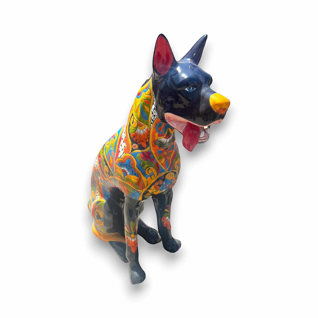 Huge Talavera Dog Statue | Colorful Mexican Ceramic Statue