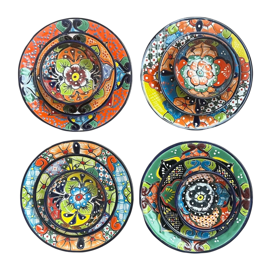 12-Piece Talavera Dinnerware Set | Mexican Ceramic Plates & Bowls