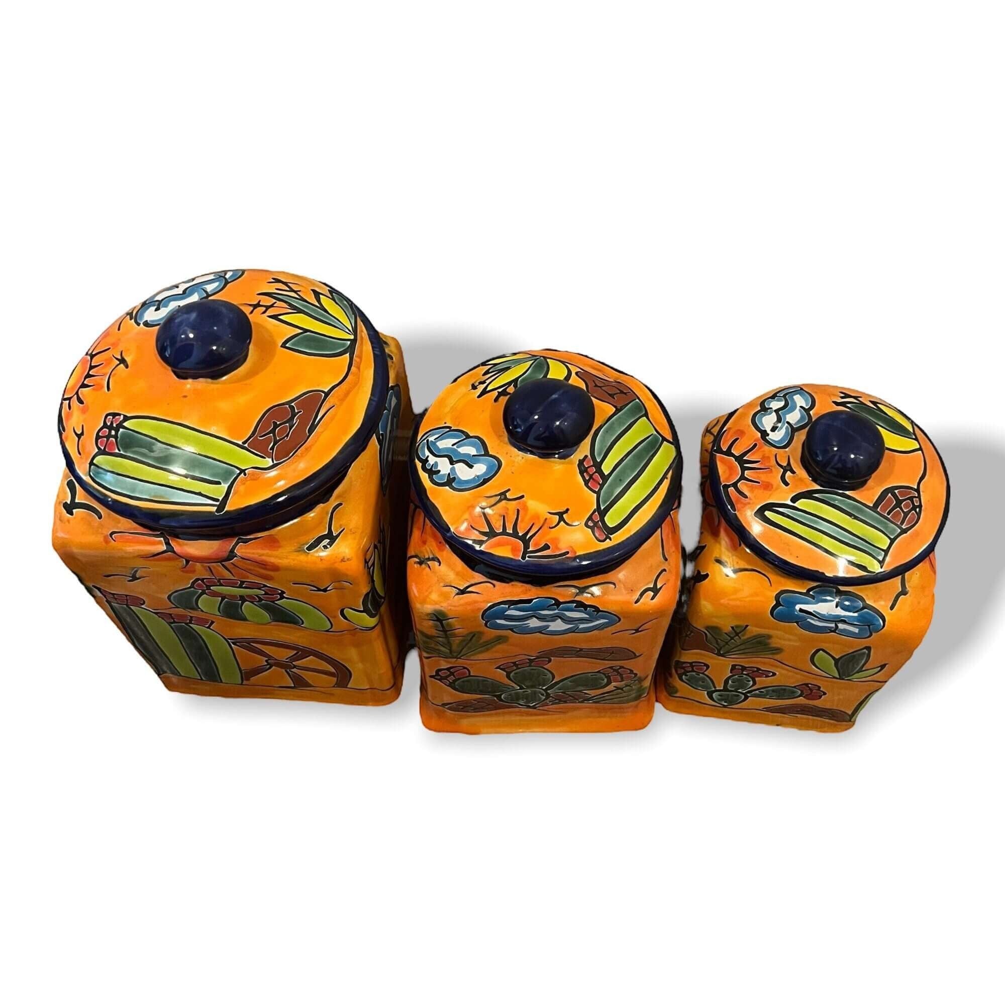 Talavera Canister Set | Colorful Handmade Panchito Pottery