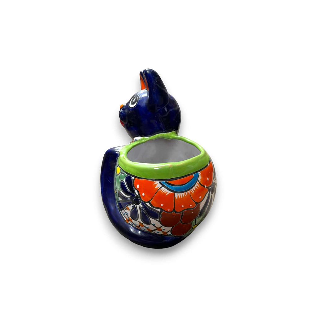 Handmade Cat Planter | Hand-Painted Cat Talavera Artwork