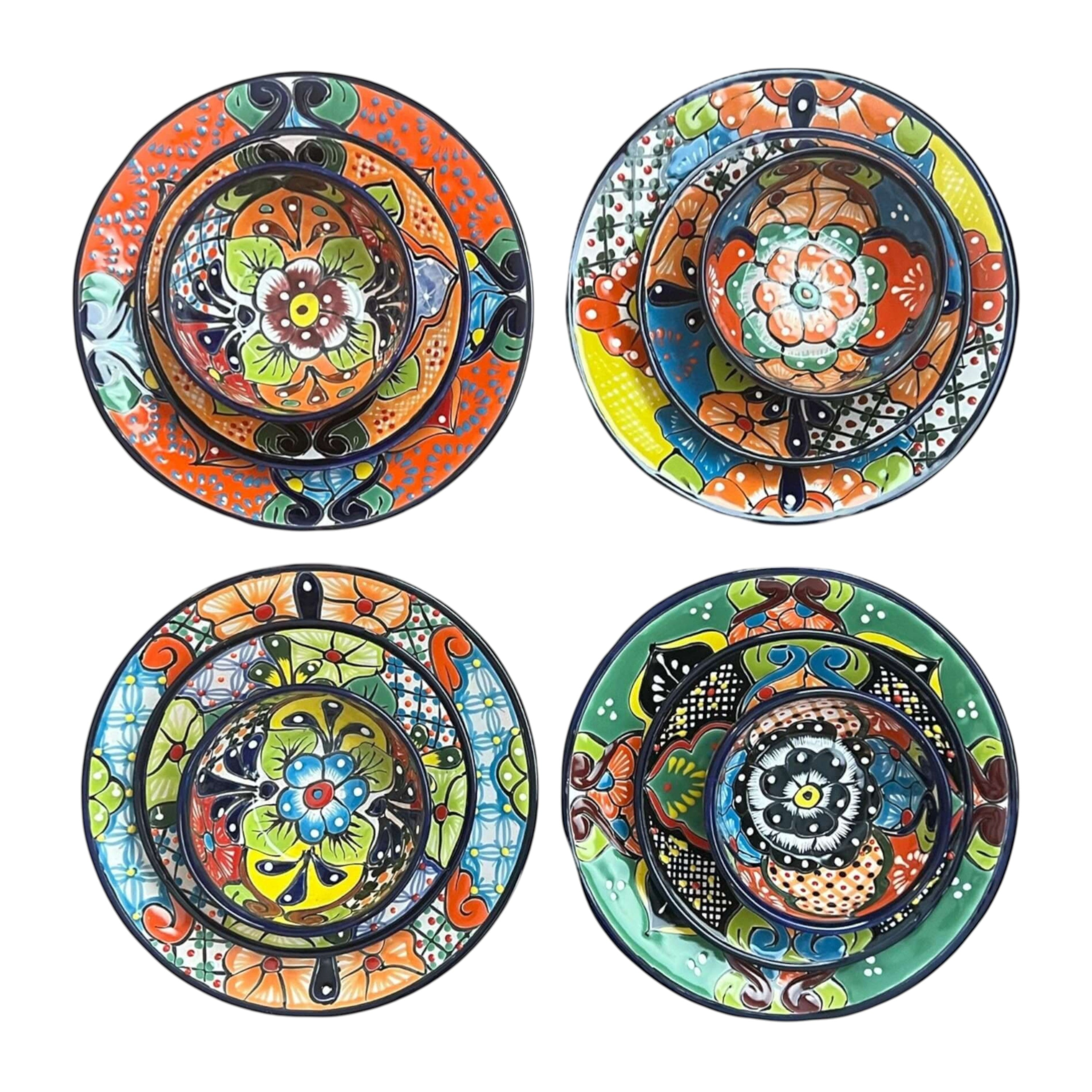 Talavera Dinnerware Set | 33-Piece Mexican Dish Set for 8