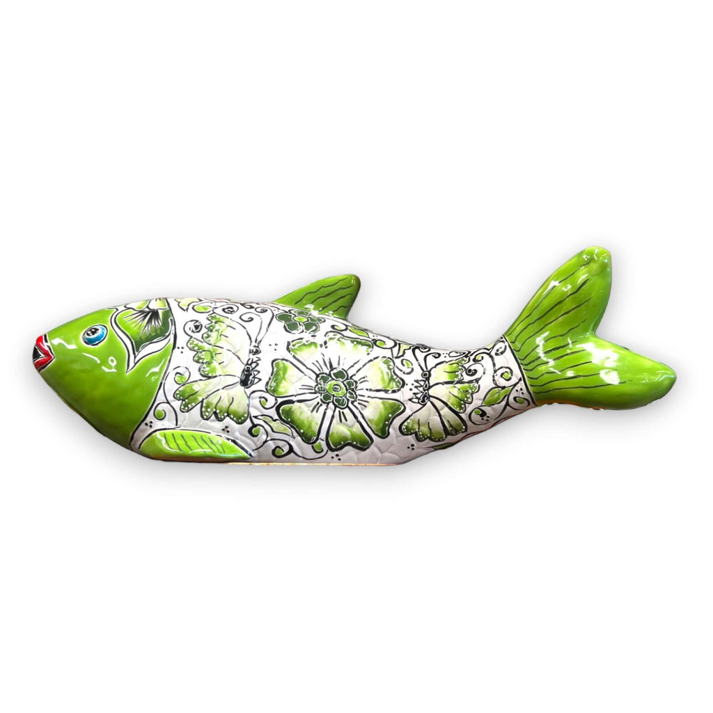Large Handmade Talavera Fish Statue | Colorful Cultural Art