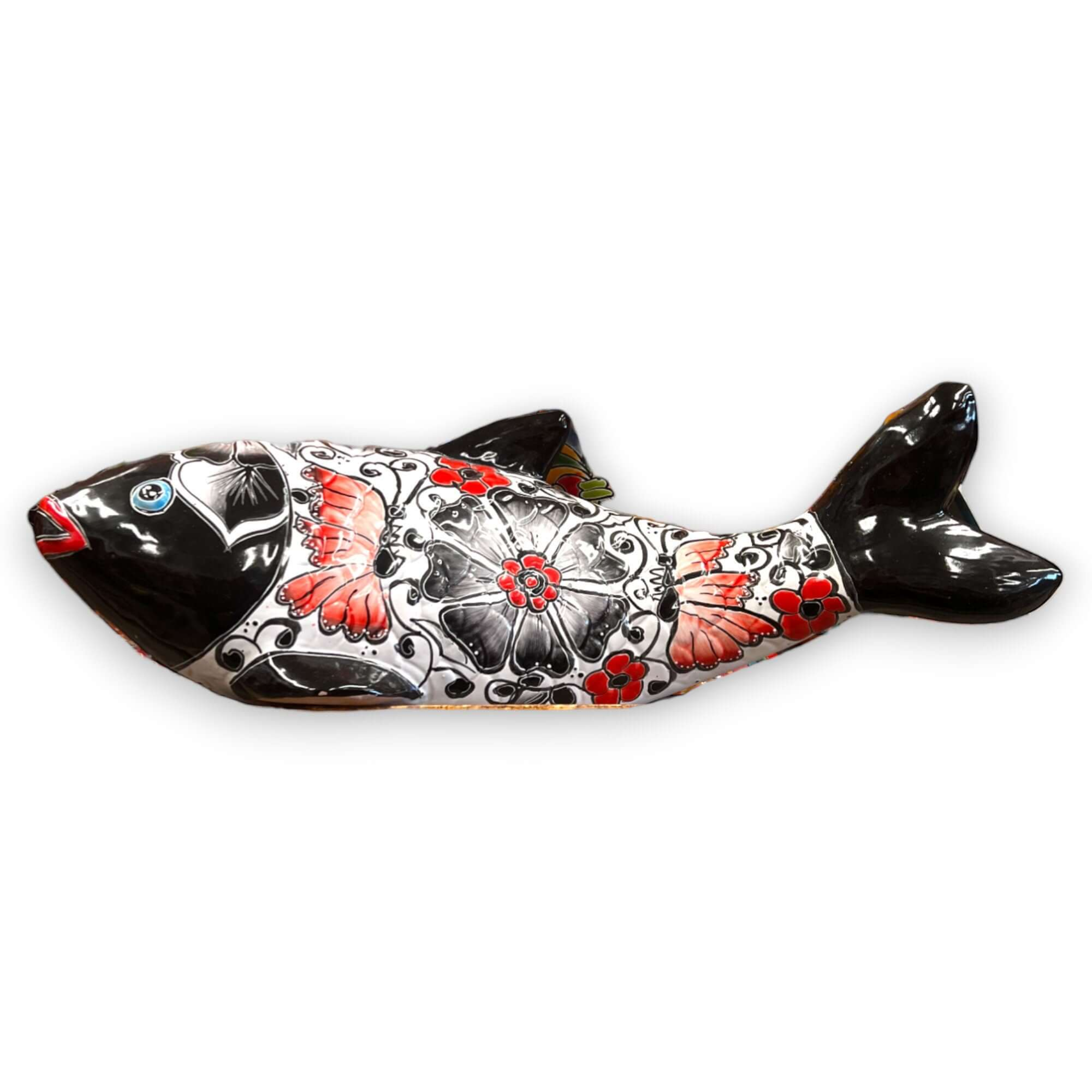 Large Handmade Talavera Fish Statue | Colorful Cultural Art