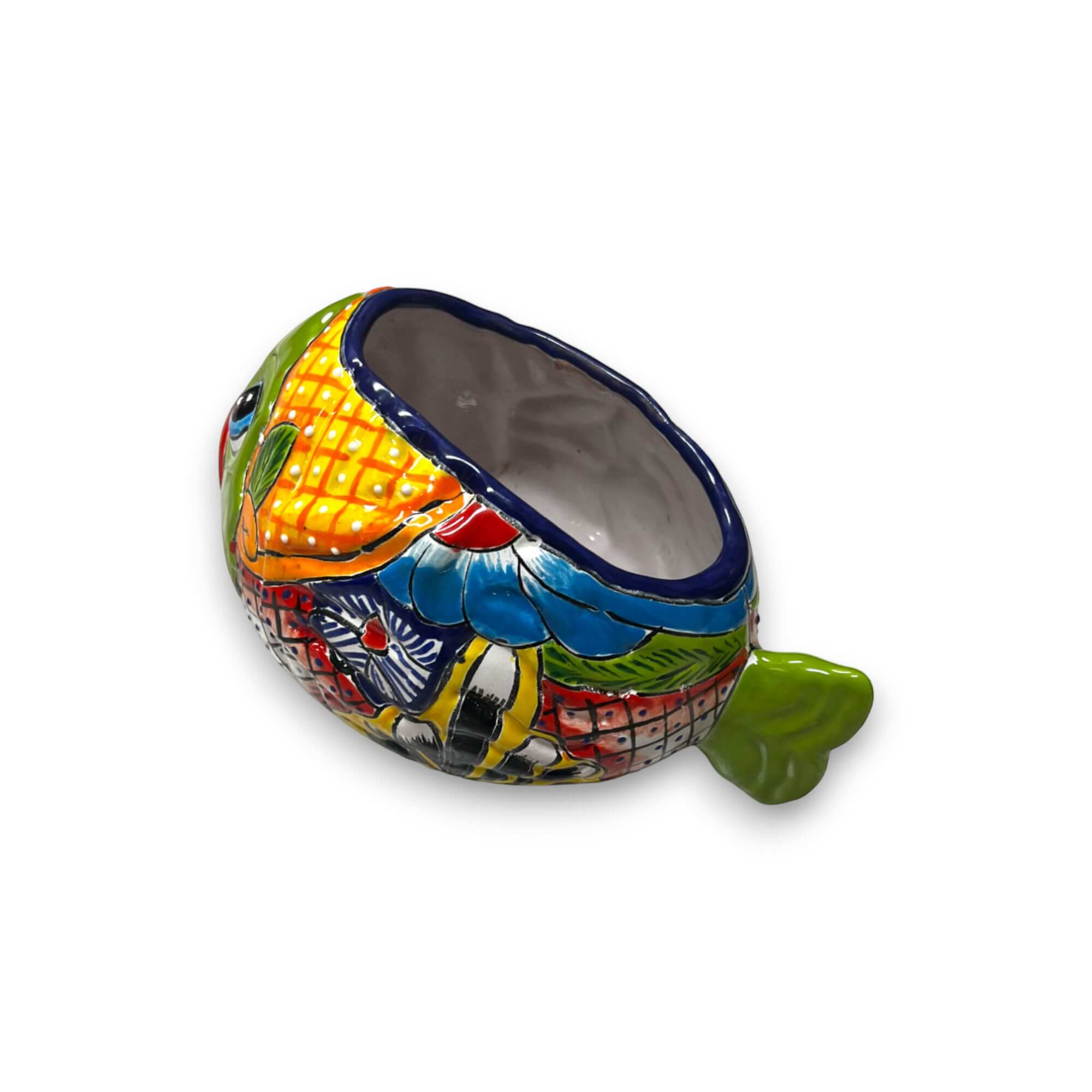 Small Talavera Fish Planter | Hand-Painted Mexican Statue Pottery