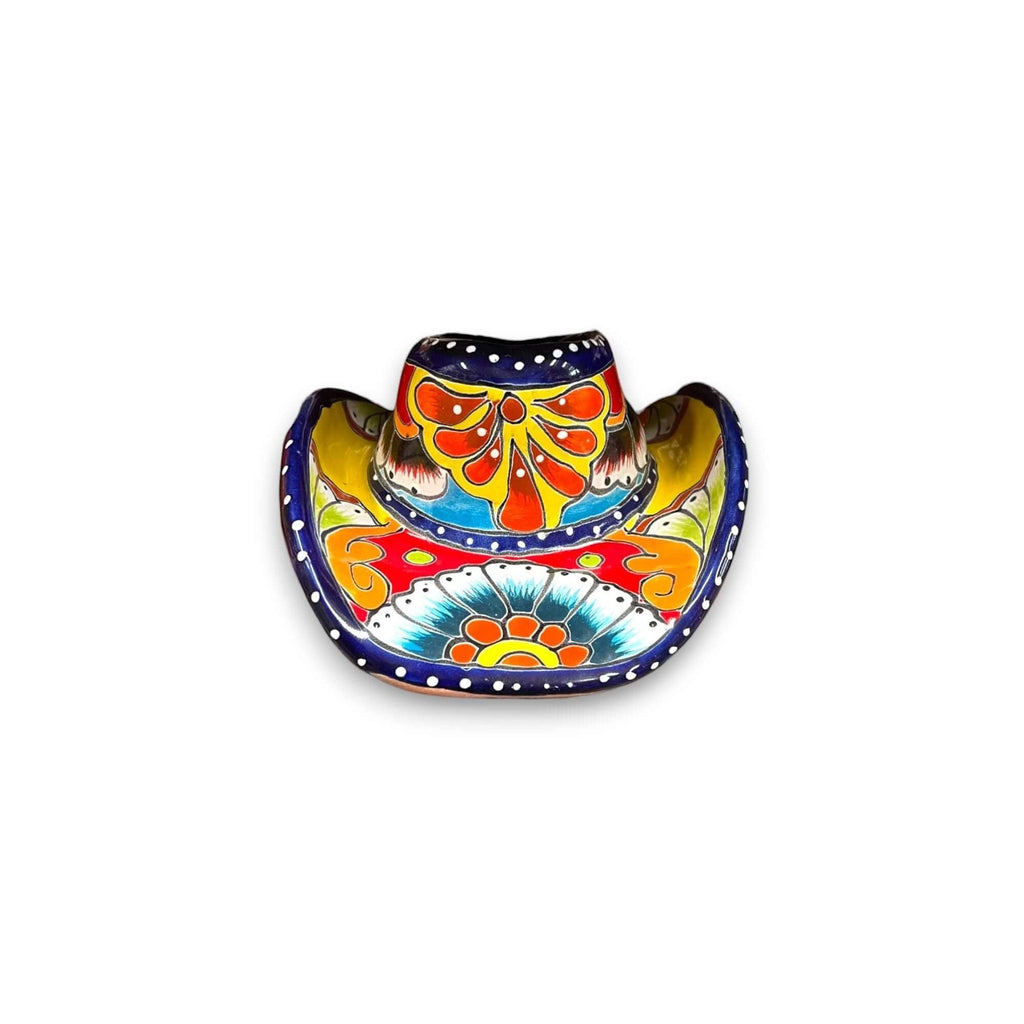 Small Talavera Sombrero Planter | Hand-Painted Cowboy Hat Decor