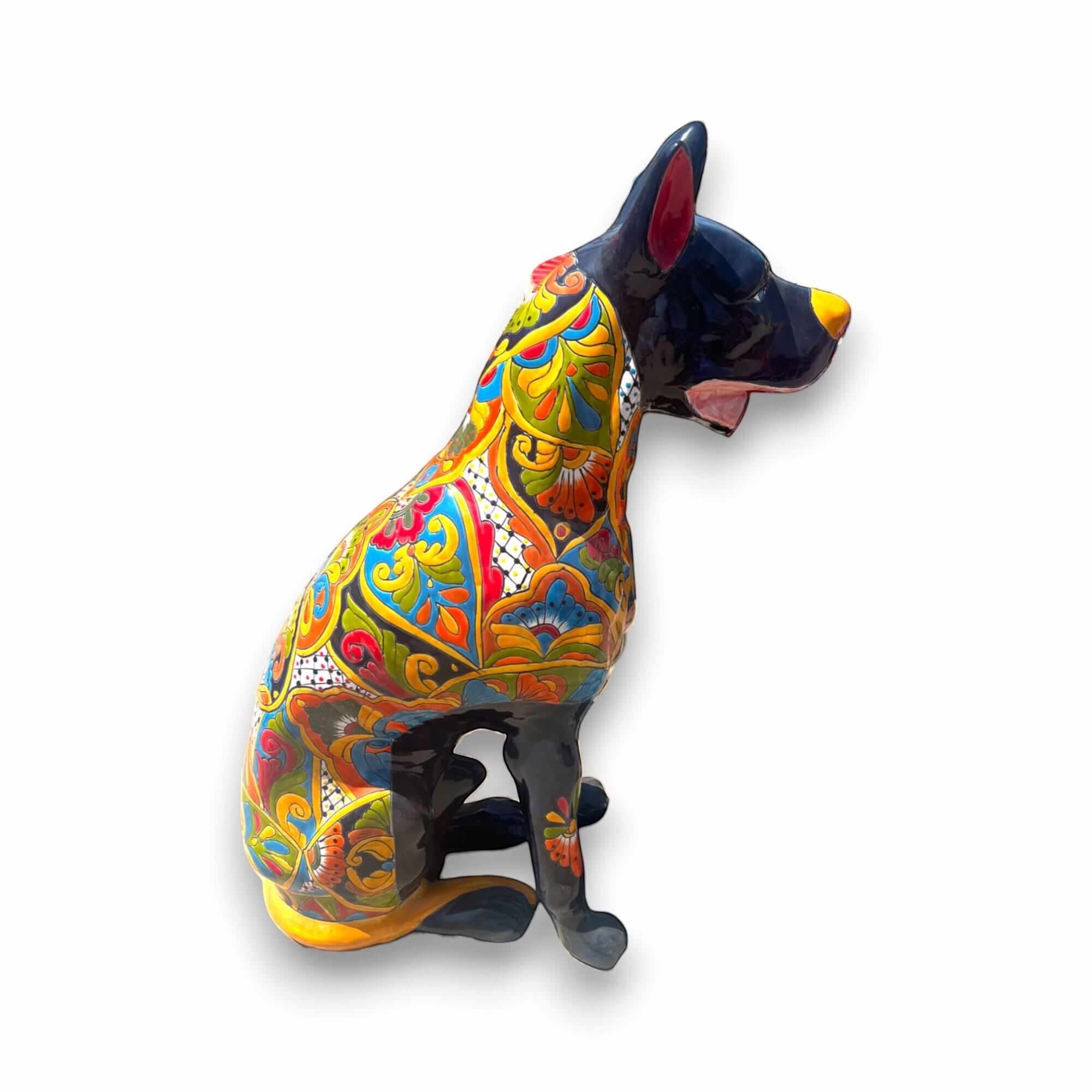 Huge Talavera Dog Statue | Colorful Mexican Ceramic Statue