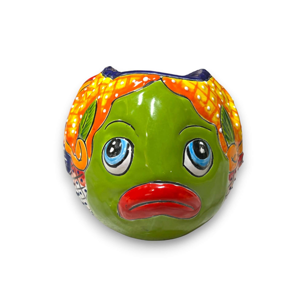 Small Talavera Fish Planter | Hand-Painted Mexican Statue Pottery