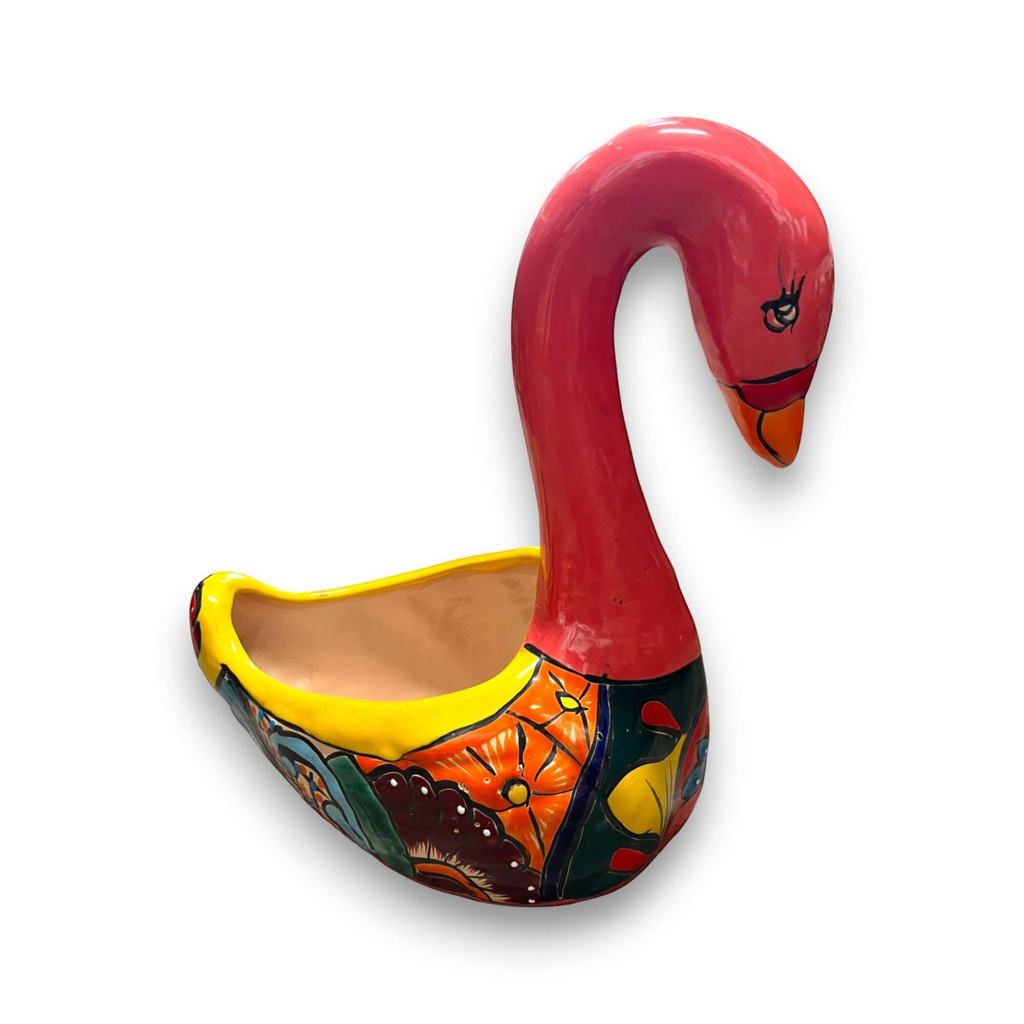 Large Talavera Swan Planter | Colorful Hand-Painted Mexican Pottery