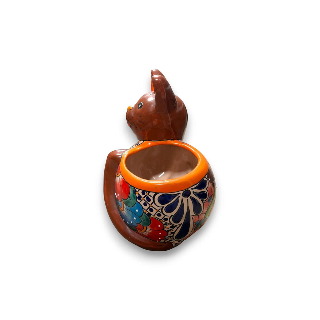 Handmade Cat Planter | Hand-Painted Cat Talavera Artwork