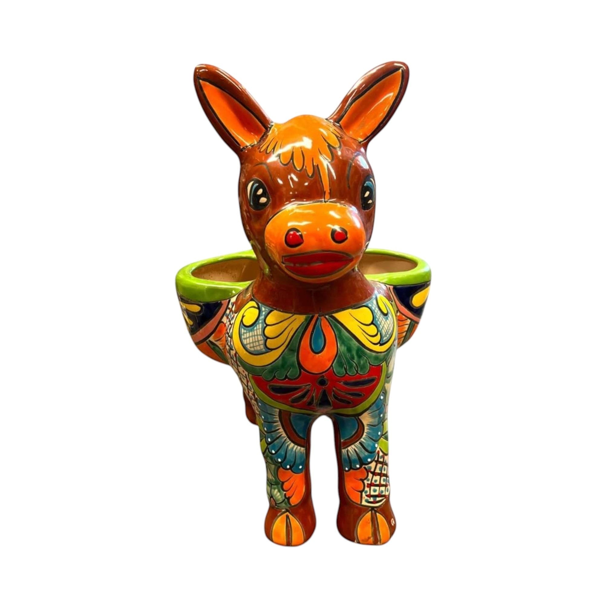 Large Talavera Donkey Planter | Hand-Painted Ceramic Burro