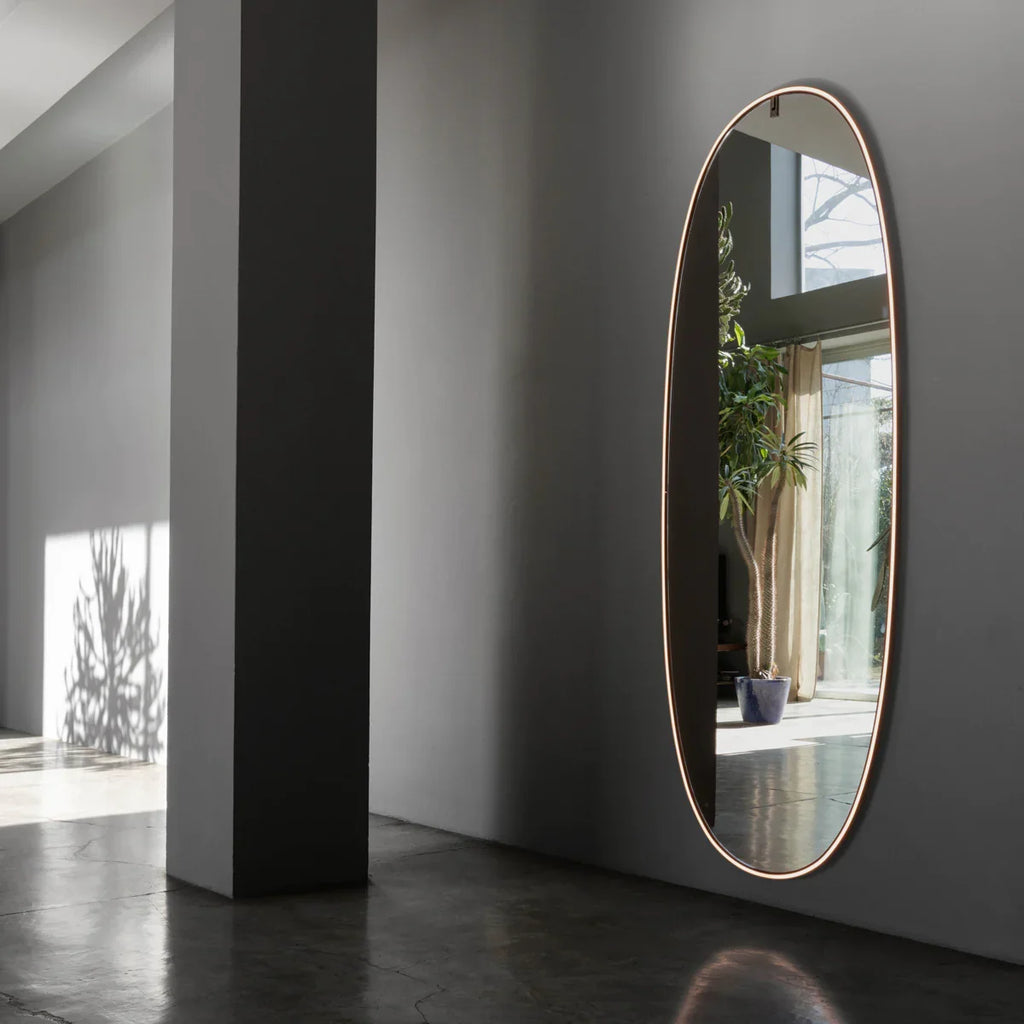 FLOS LA Plus Belle Plug US Brill Wall Mounted LED Mirror Silver 80" Aluminum Frame FU368164A (New)