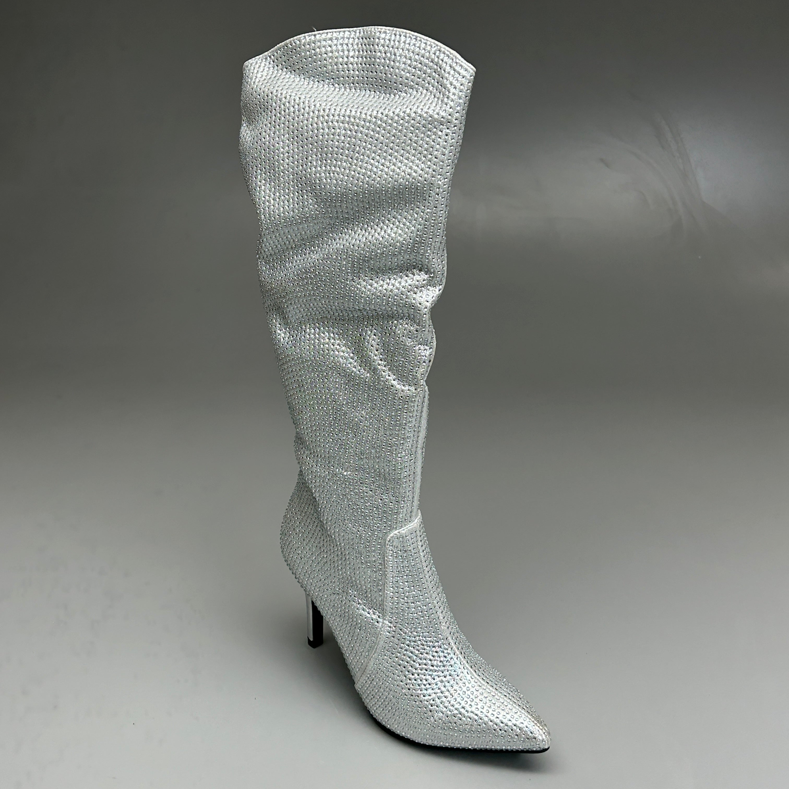 MIA Mackynzie Silver Stone Tall Heeled Boots Sz 9M Q100302