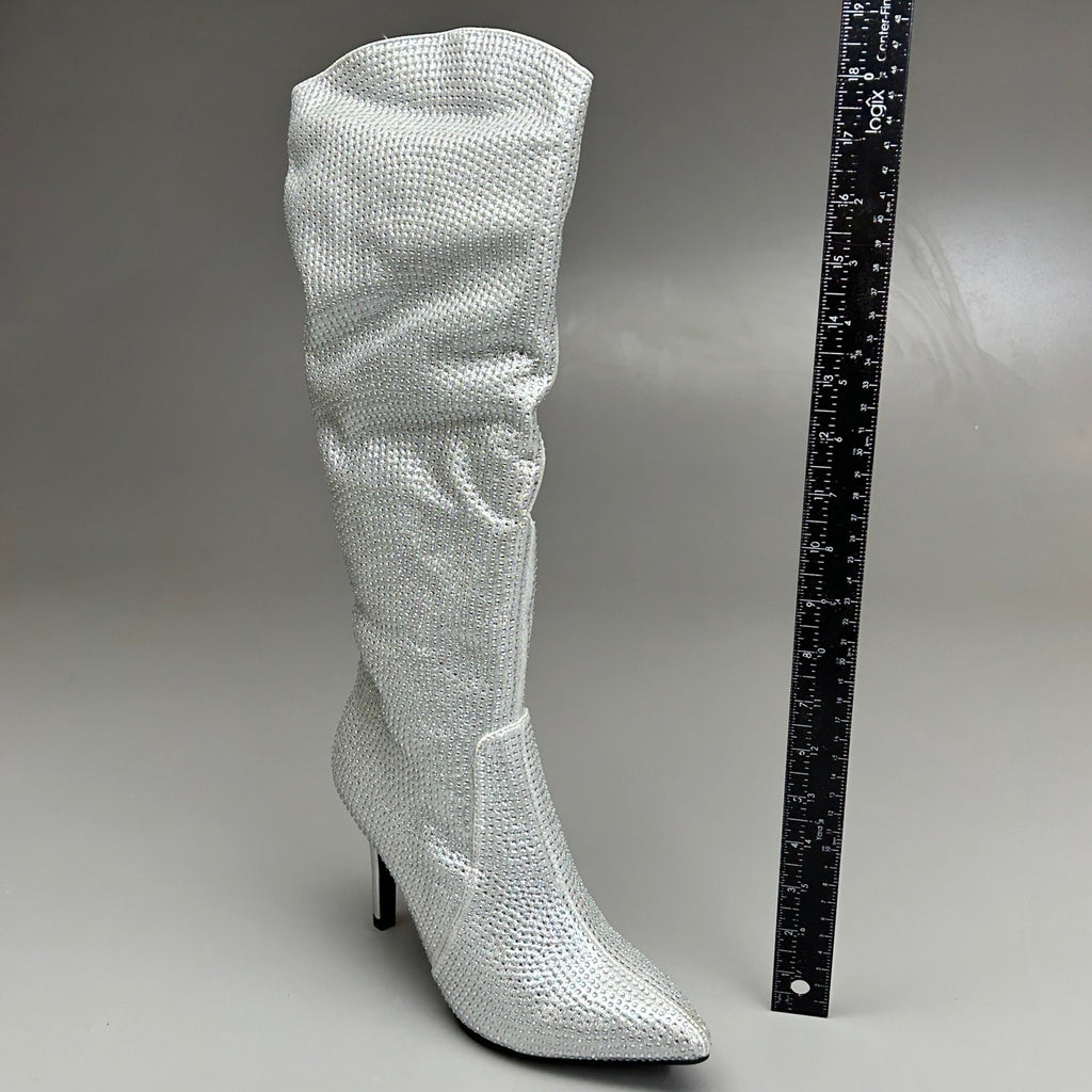MIA Mackynzie Silver Stone Tall Heeled Boots Sz 11M Q100302