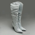 MIA Mackynzie Silver Stone Tall Heeled Boots Sz 11M Q100302