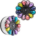 Southwestern Pinwheel Flower Double Flare Plug Set Set 2G to 22mm