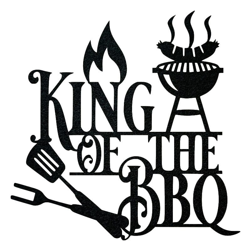 King of the BBQ Sign - Metal BBQ Wall Art | Outdoor Grilling Decor Gift