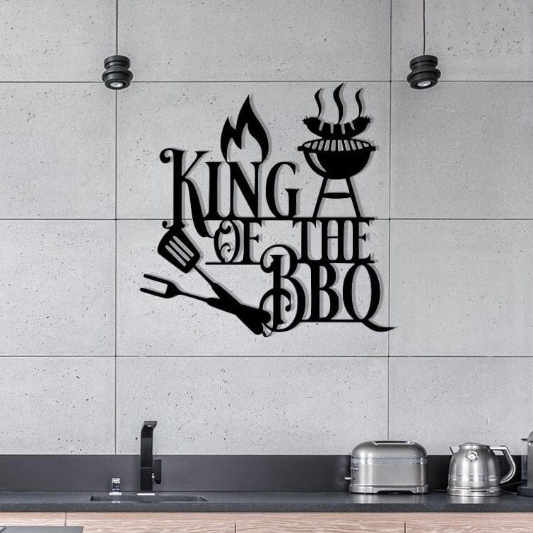 King of the BBQ Sign - Metal BBQ Wall Art | Outdoor Grilling Decor Gift