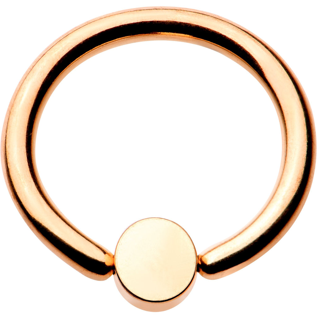 16G 5/16 Clear Gem 3mm Disc Rose Gold IP BCR Captive Ring