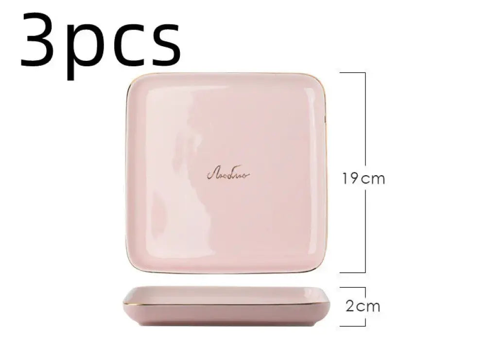 Luxury Pink and Gold Script Ceramic Couple Dinnerware Set