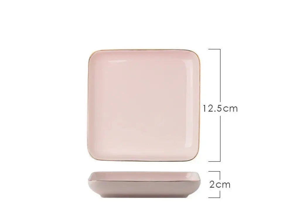 Luxury Pink and Gold Script Ceramic Couple Dinnerware Set