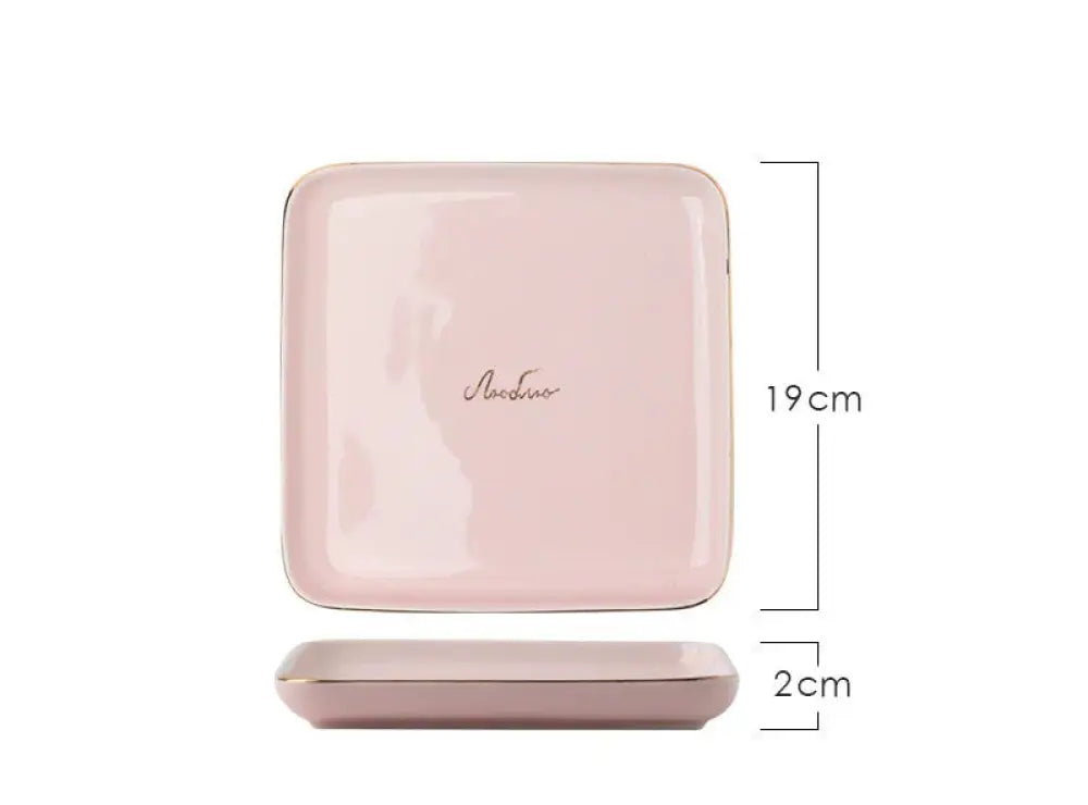 Luxury Pink and Gold Script Ceramic Couple Dinnerware Set