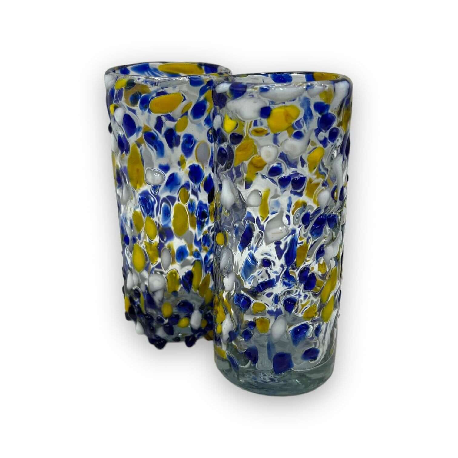 Mexican Double Shot Glass | Blue and Yellow Artisan Barware