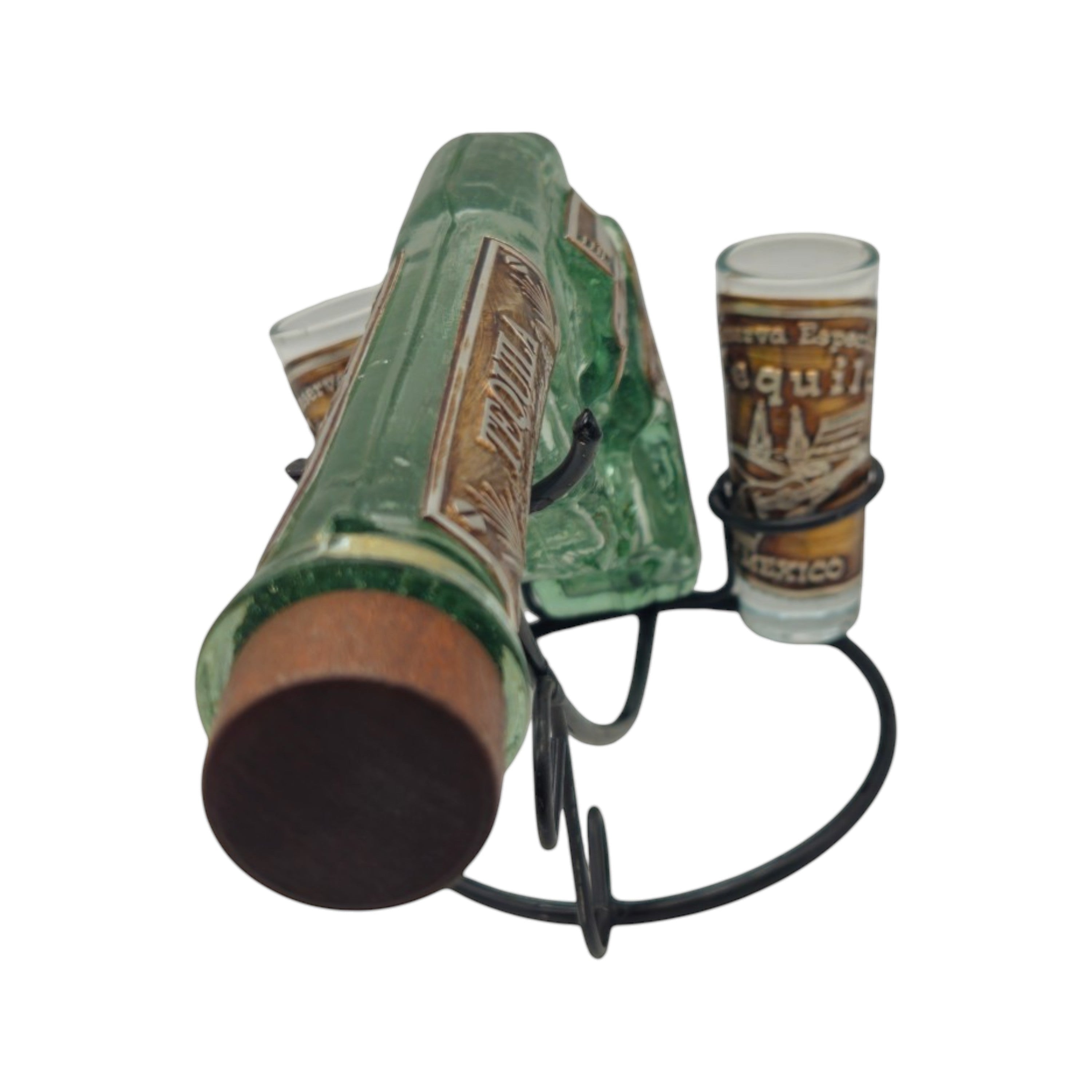 Mexican Revolver Tequila Decanter Set | Glass Gun with Shot Glasses