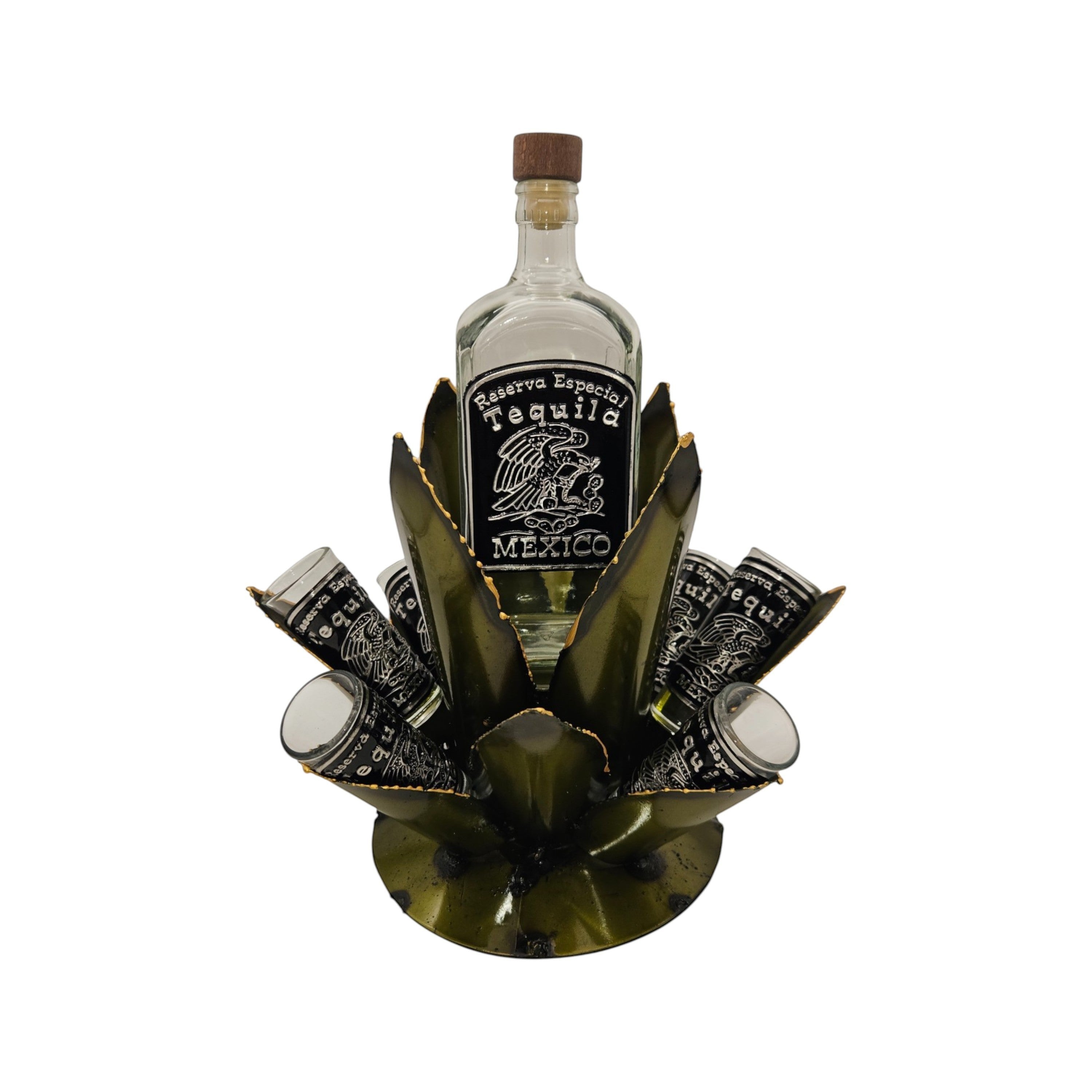 Mexican Tequila Decanter Set | Agave Metal Bar Display