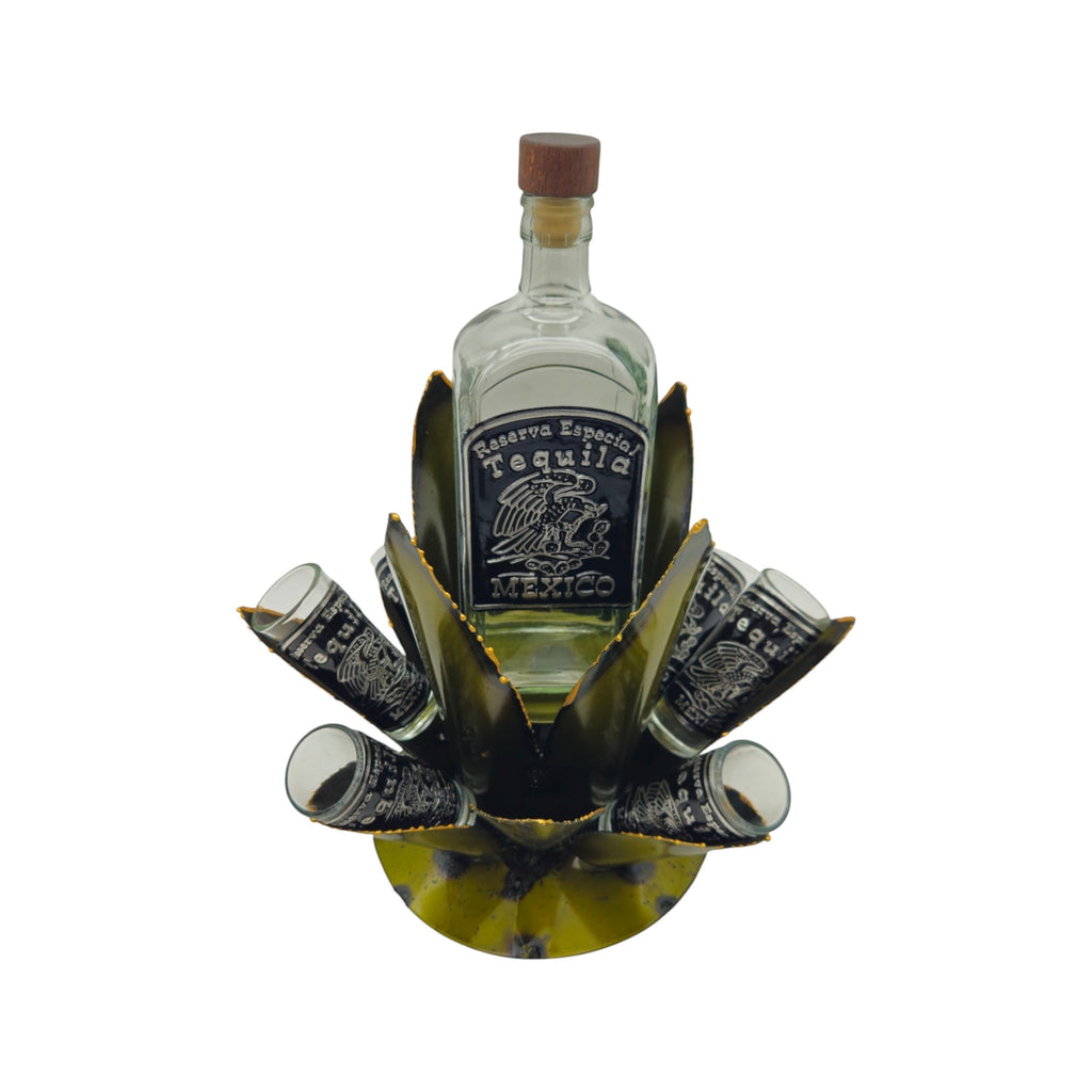 Mexican Tequila Decanter Set | Agave Metal Bar Display