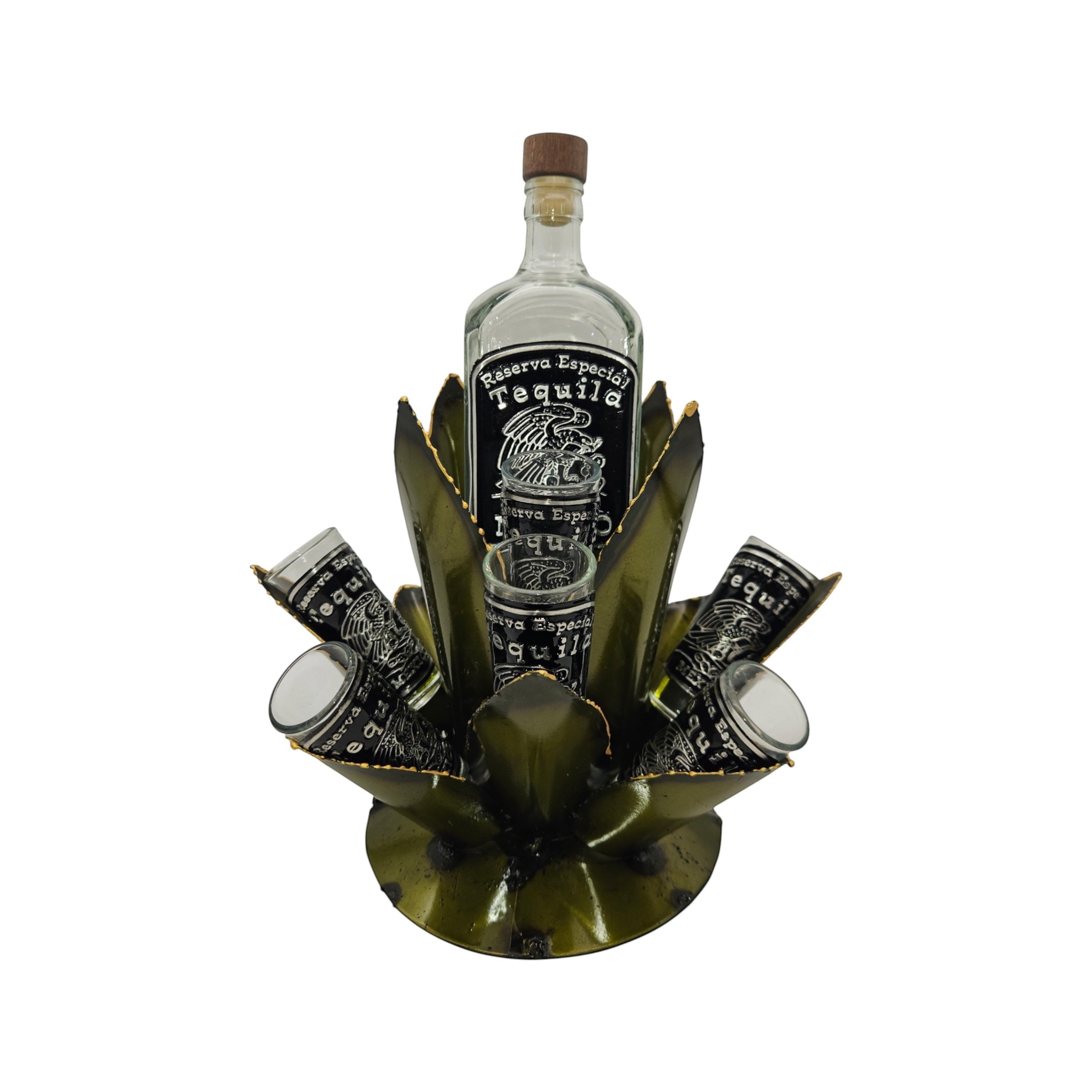 Mexican Tequila Decanter Set | Agave Metal Bar Display