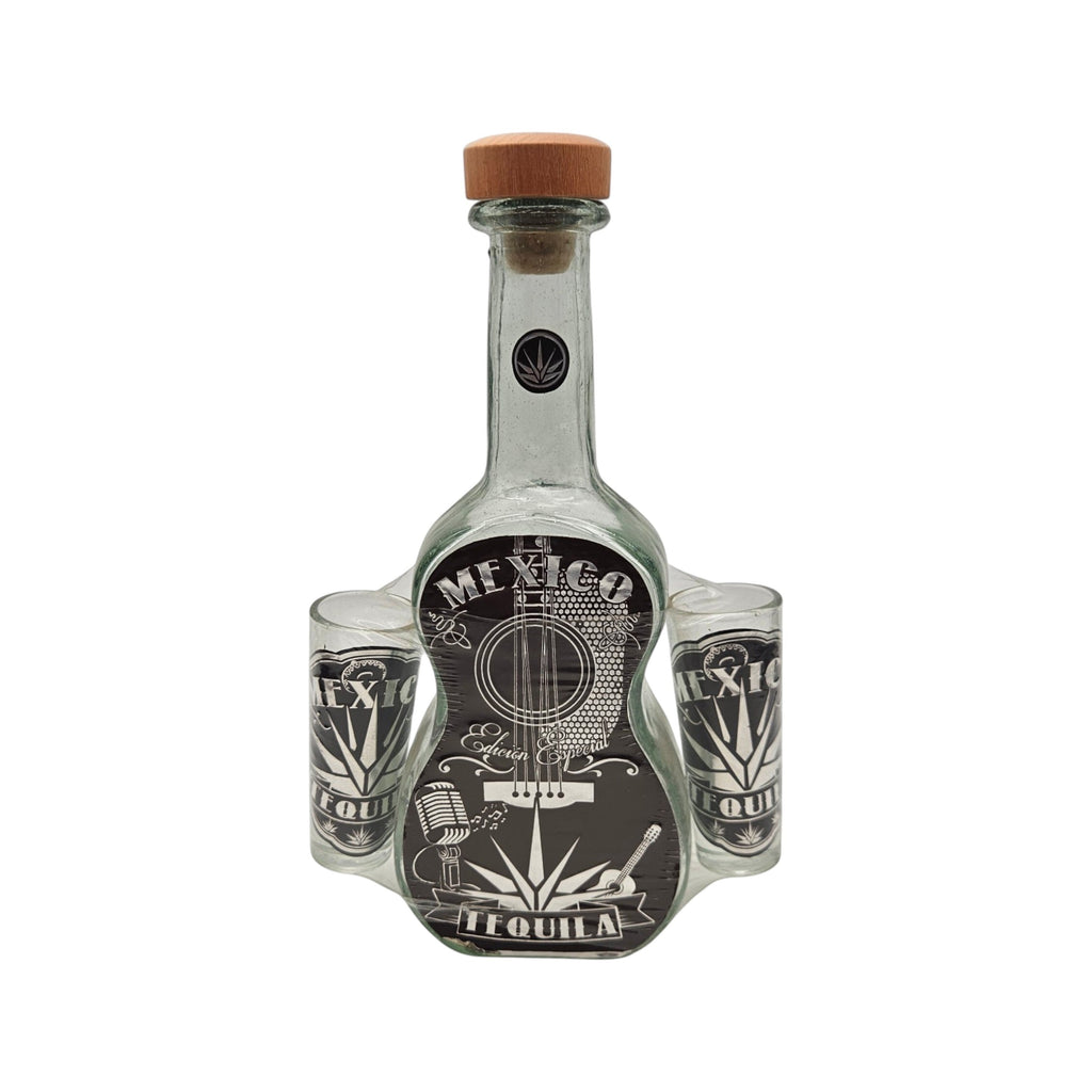 Mexican Tequila Decanter Set | Guitar Design with Shot Glasses