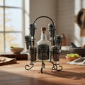 Mexican Tequila Decanter Set | Handmade Metal Holder