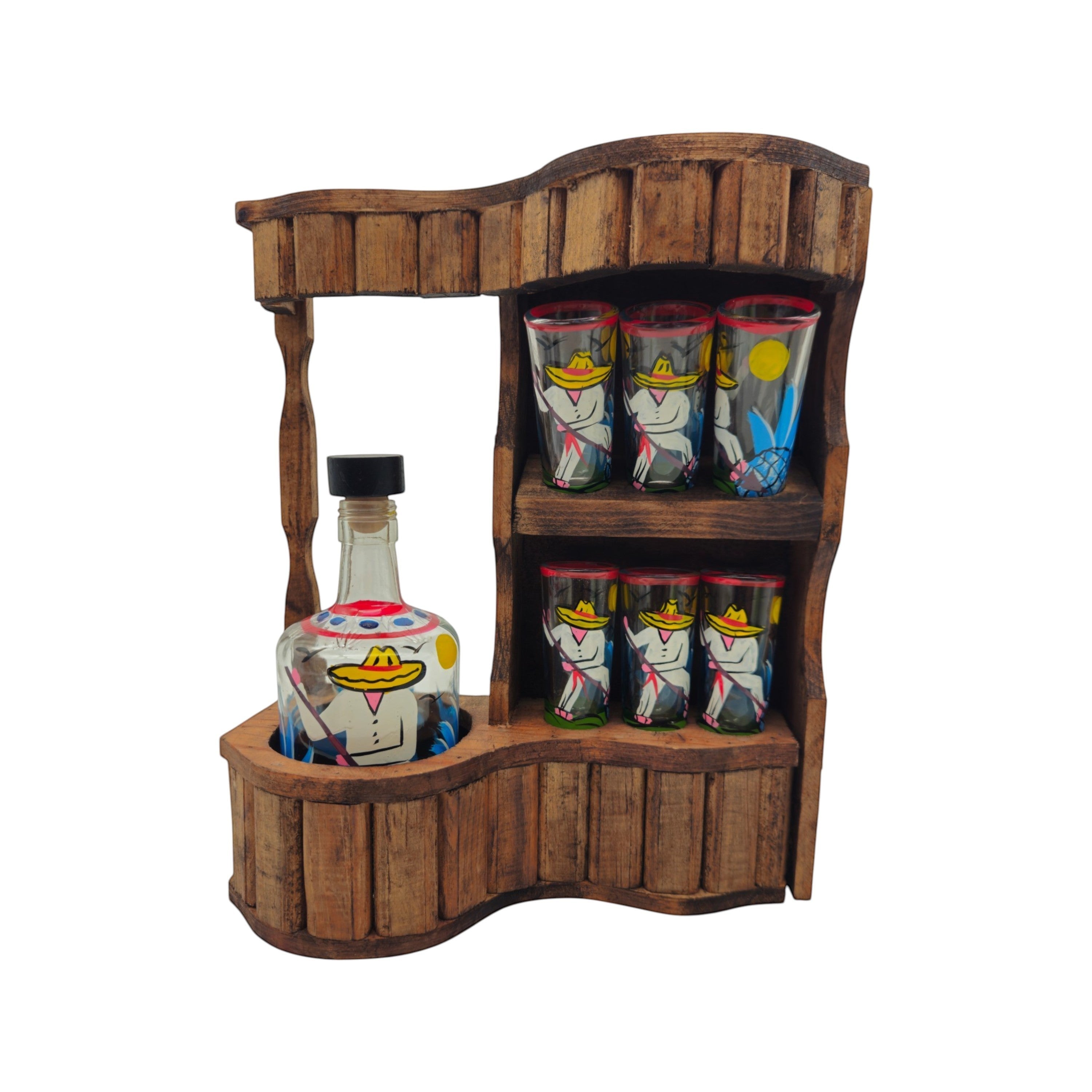 Mexican Tequila Decanter Set | Rustic Cantina Bar Display