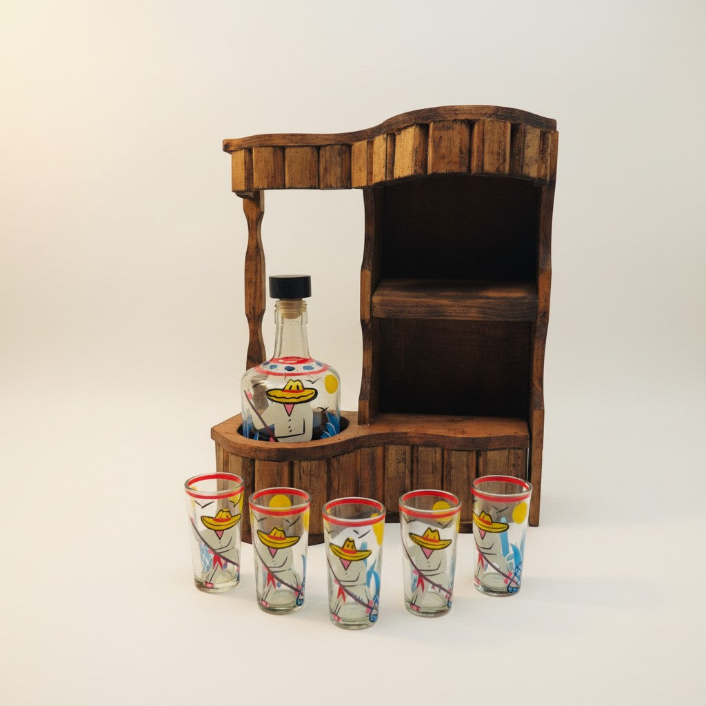 Mexican Tequila Decanter Set | Rustic Cantina Bar Display