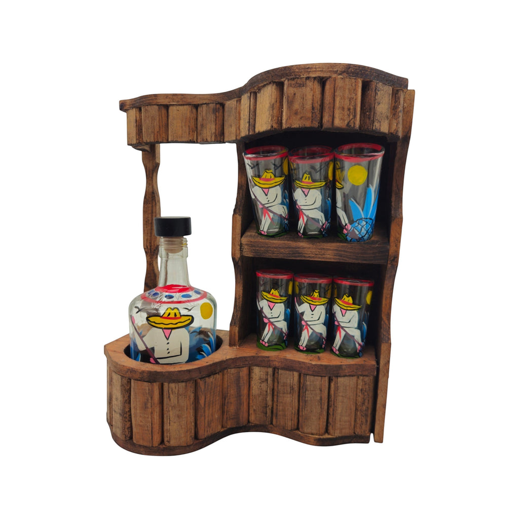 Mexican Tequila Decanter Set | Rustic Cantina Bar Display