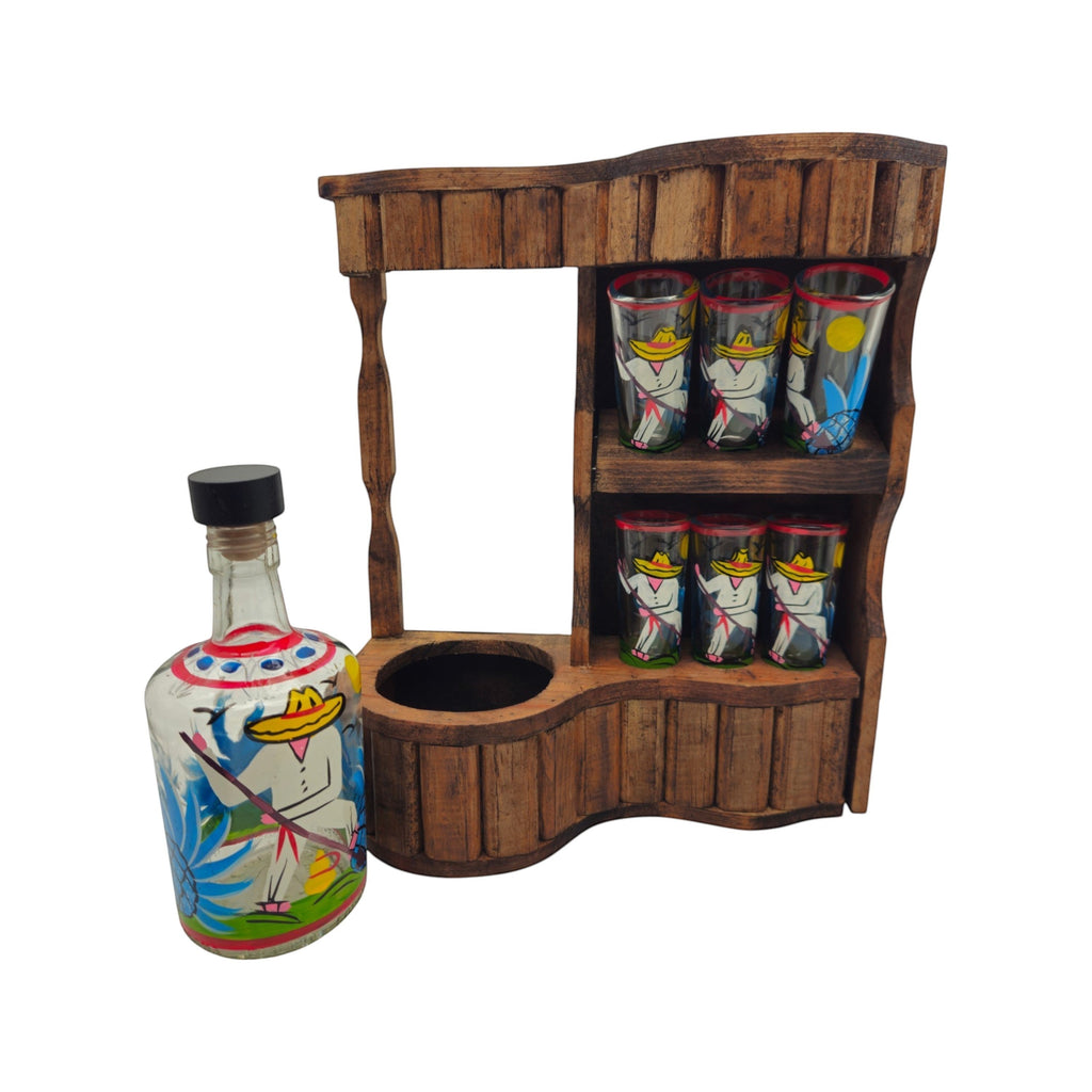 Mexican Tequila Decanter Set | Rustic Cantina Bar Display