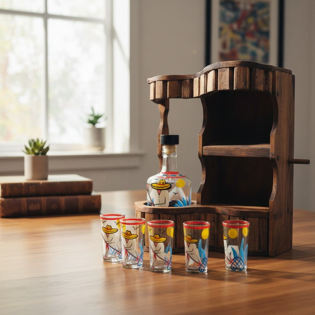 Mexican Tequila Decanter Set | Rustic Cantina Bar Display