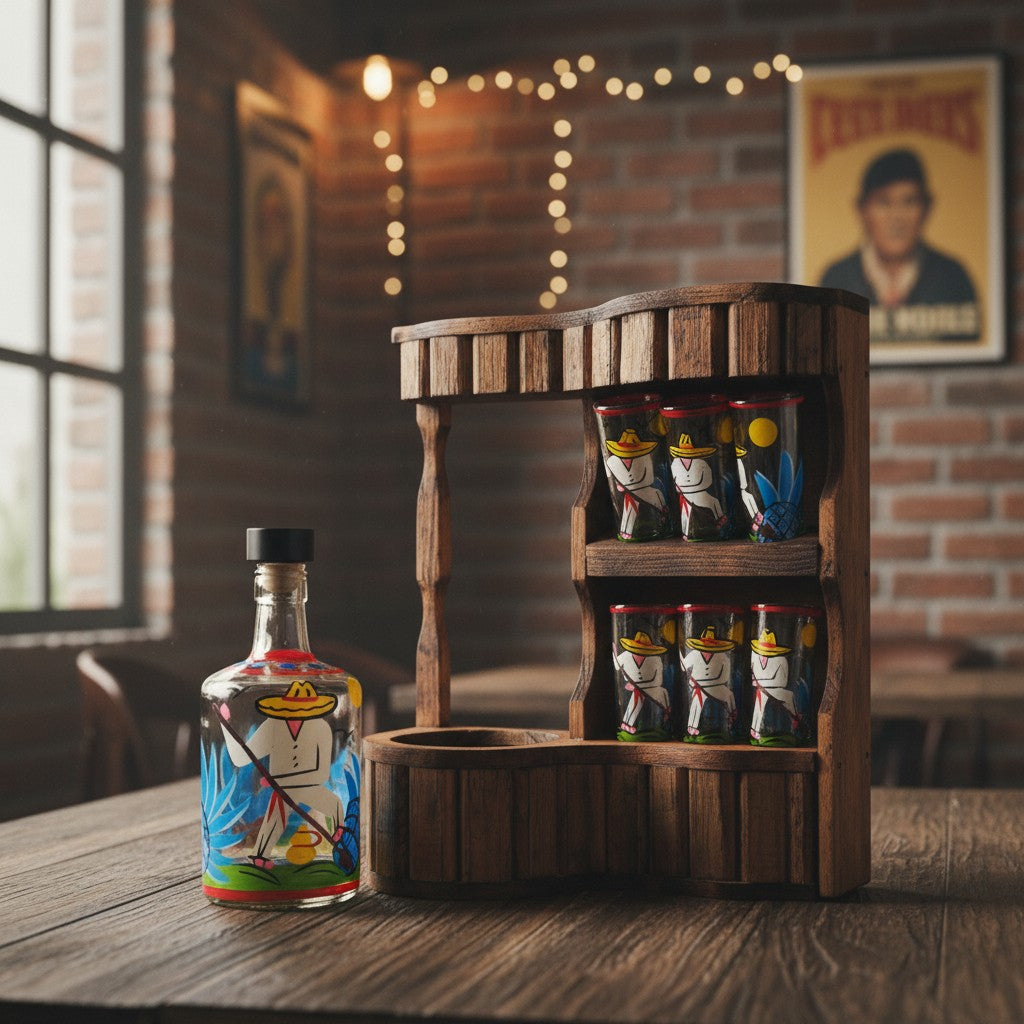 Mexican Tequila Decanter Set | Rustic Cantina Bar Display