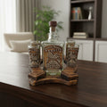 Mexican Tequila Decanter Set | Rustic Horseshoe Wood Display