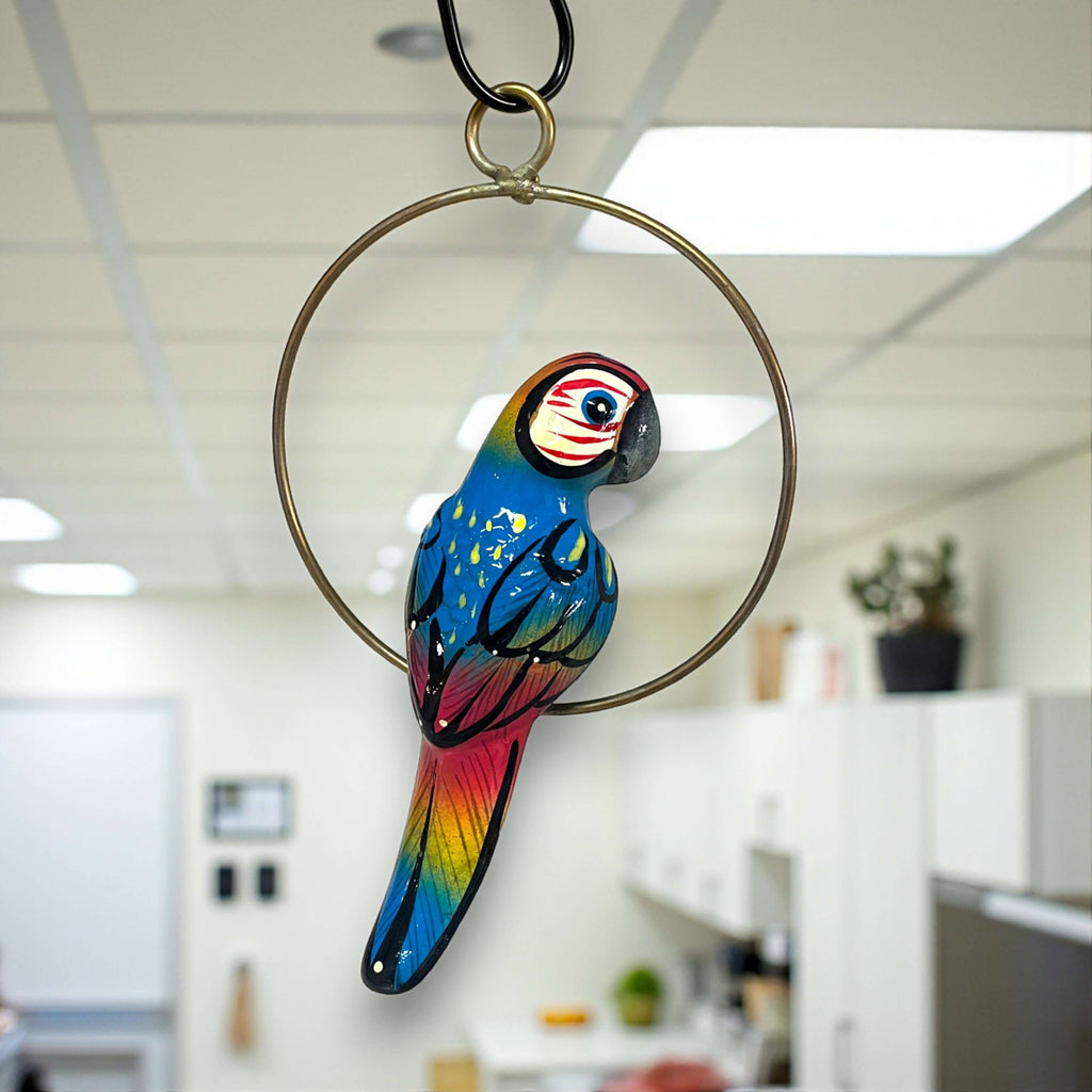 Mini Talavera Parrot | Hand-Painted Hanging Accent
