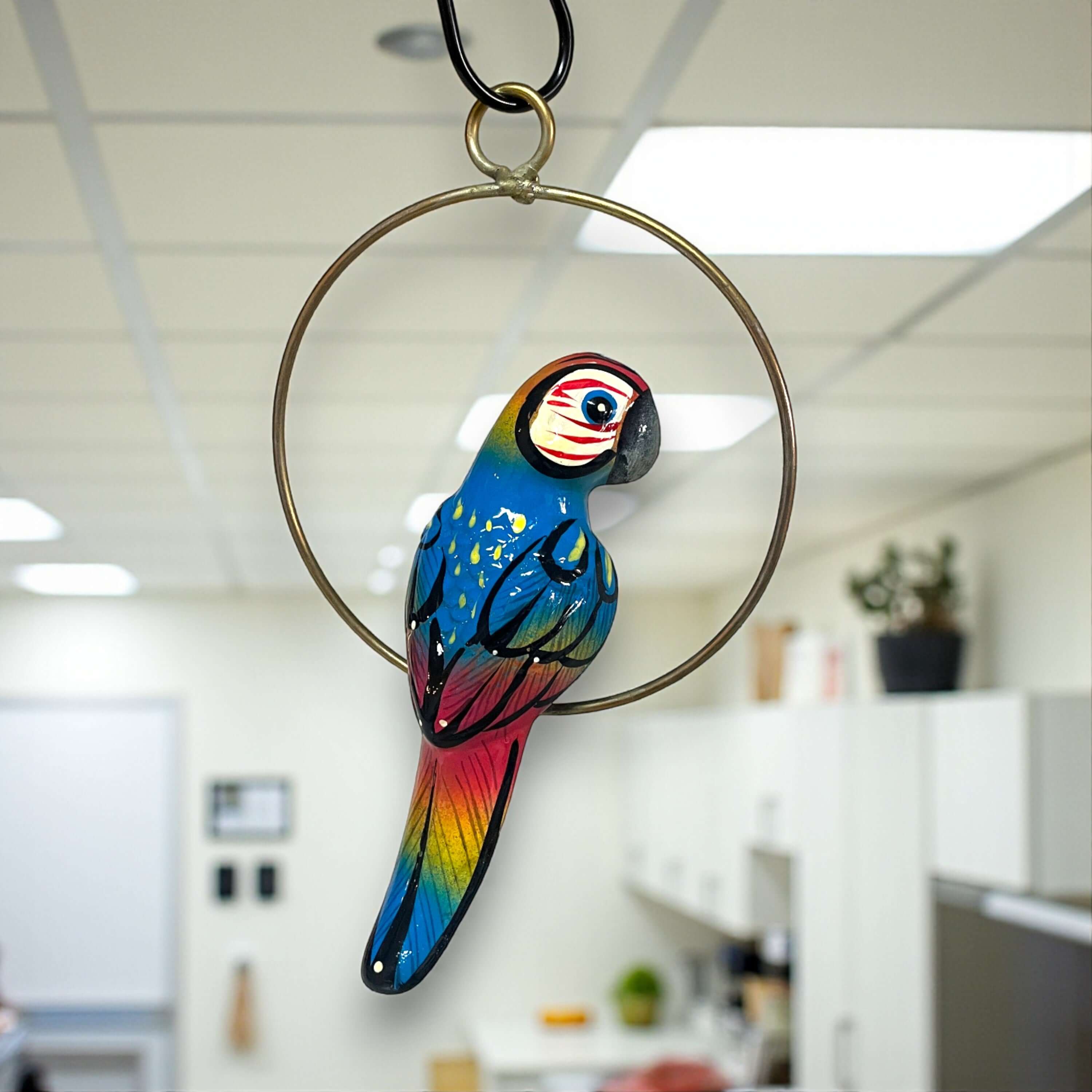 Mini Talavera Parrot | Hand-Painted Hanging Accent