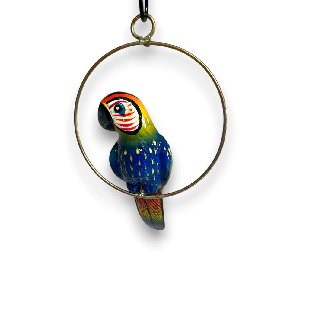 Mini Talavera Parrot | Hand-Painted Hanging Accent