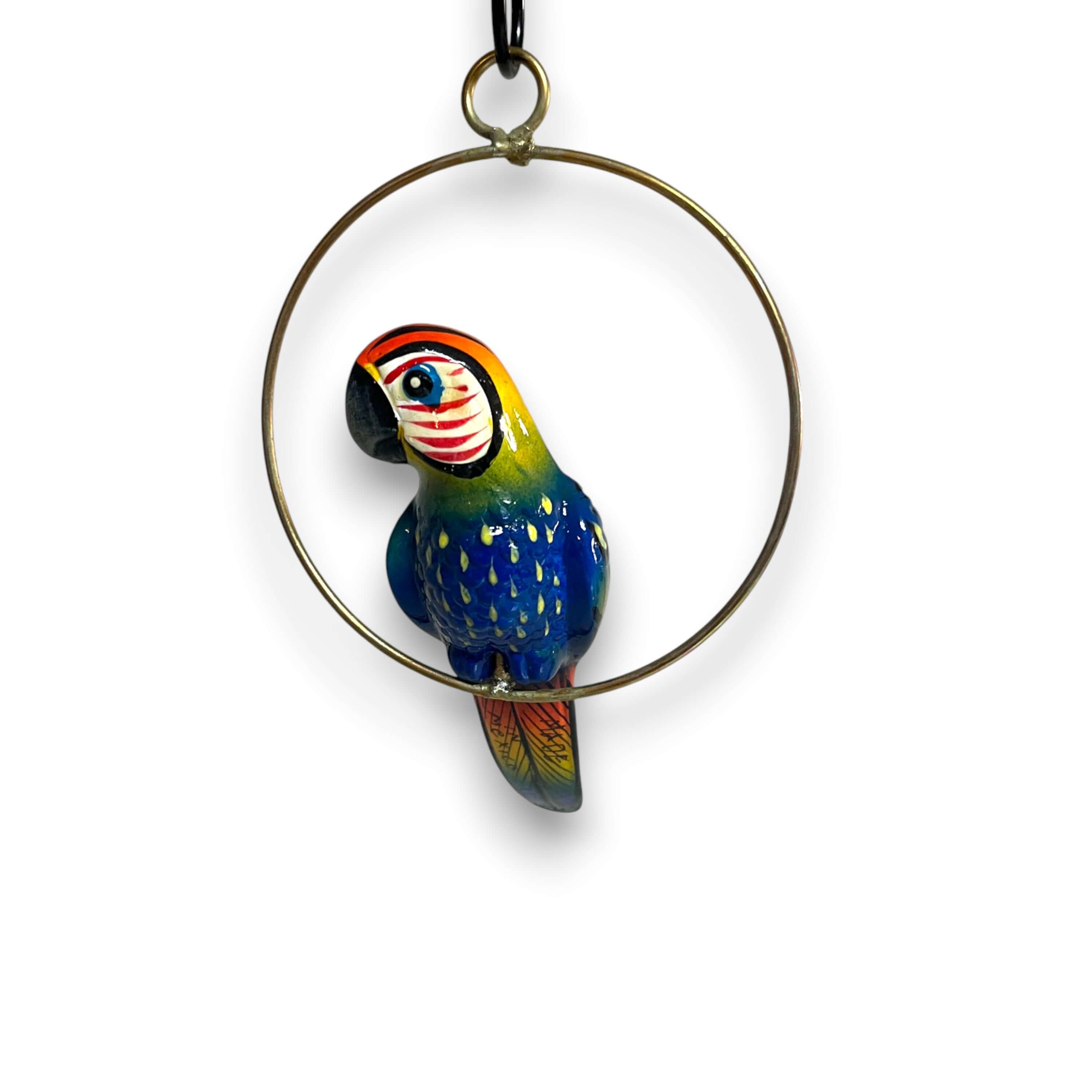 Mini Talavera Parrot | Hand-Painted Hanging Accent
