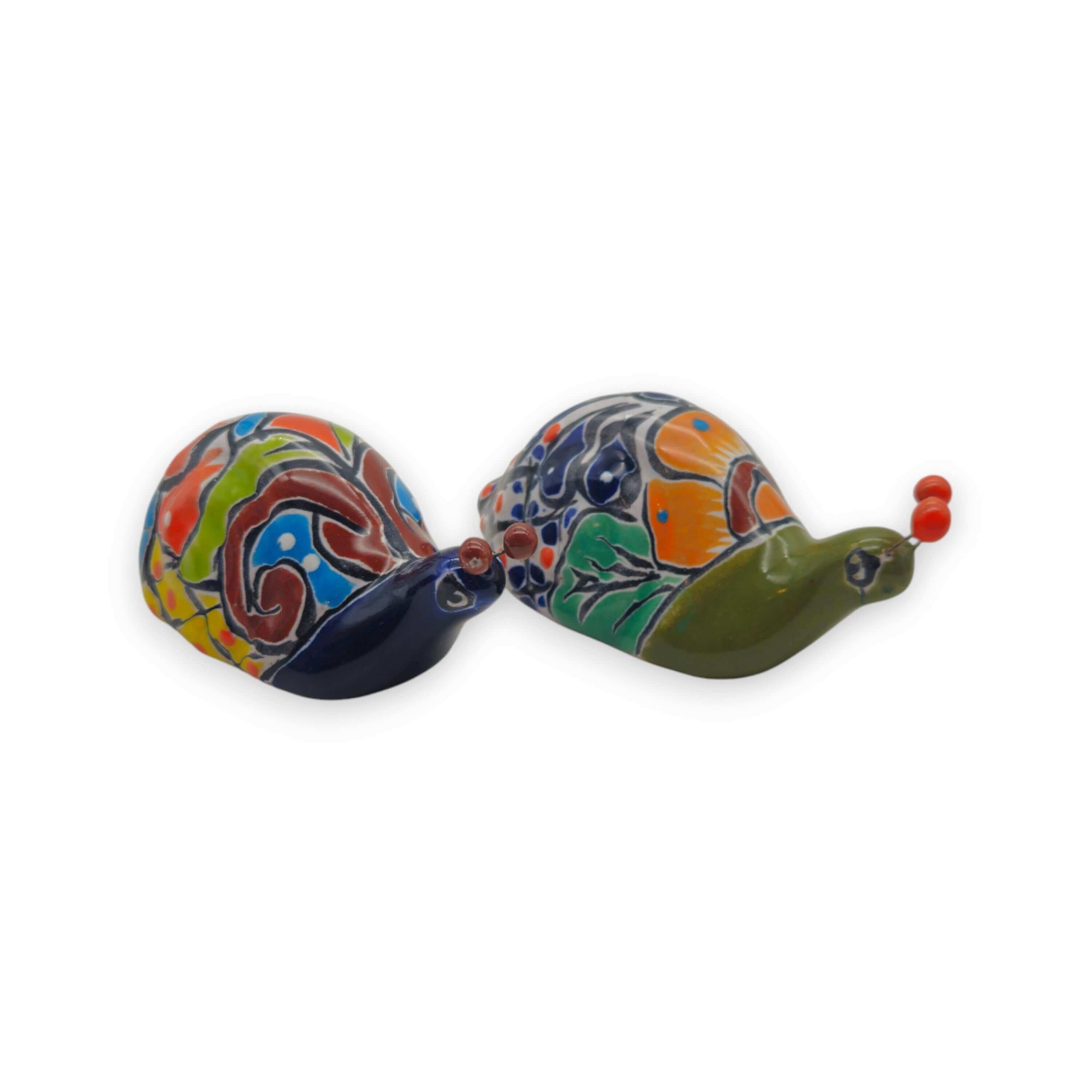 Mini Talavera Snail Figurine | Hand-Painted Mexican Ceramic