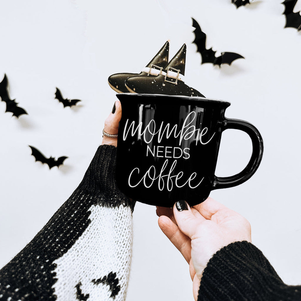 Mombie Mug 14.5Oz Black Ceramic Coffee Cup Funny Mom Survival Gift Motherhood Zombie Humor