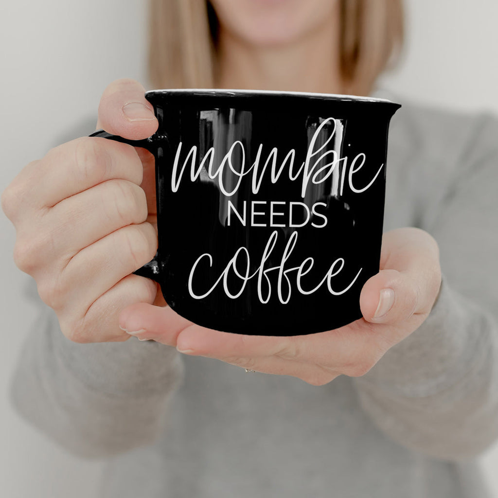 Mombie Mug 14.5Oz Black Ceramic Coffee Cup Funny Mom Survival Gift Motherhood Zombie Humor