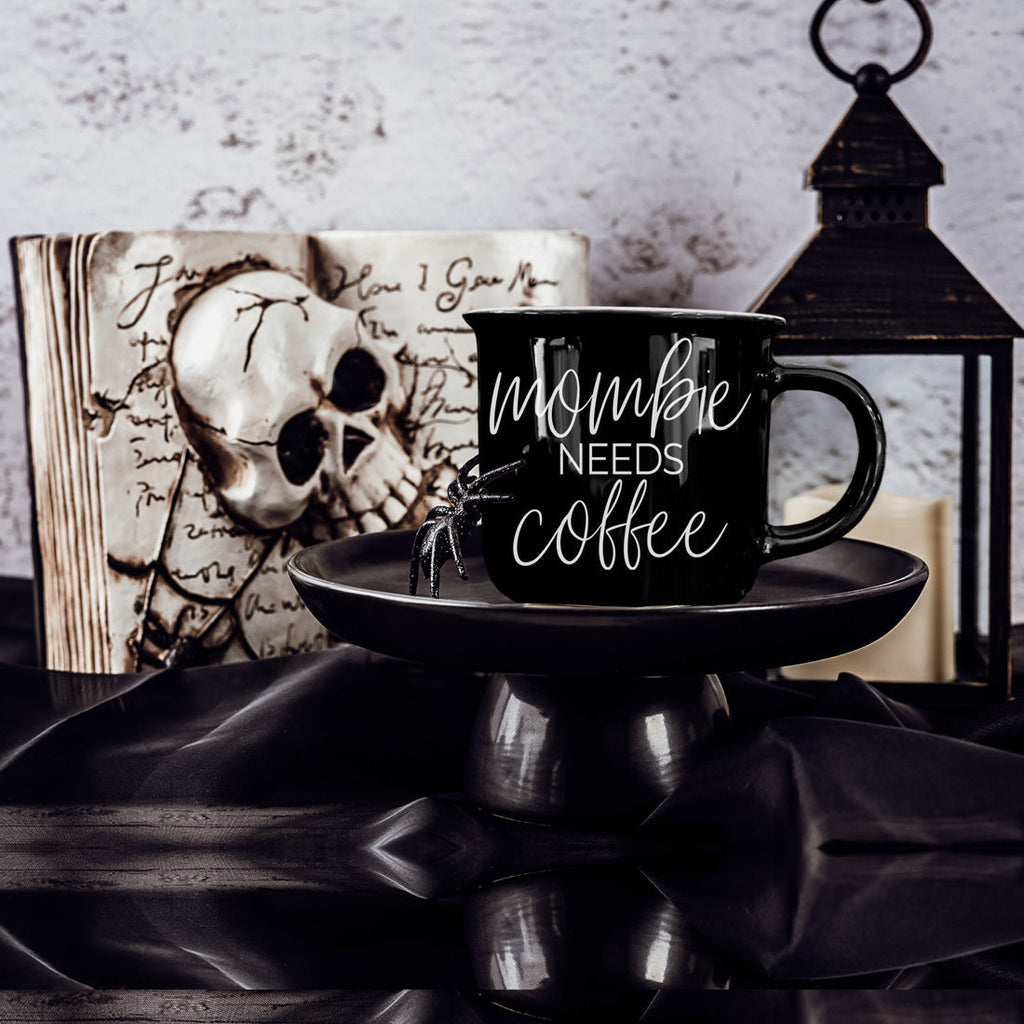Mombie Mug 14.5Oz Black Ceramic Coffee Cup Funny Mom Survival Gift Motherhood Zombie Humor