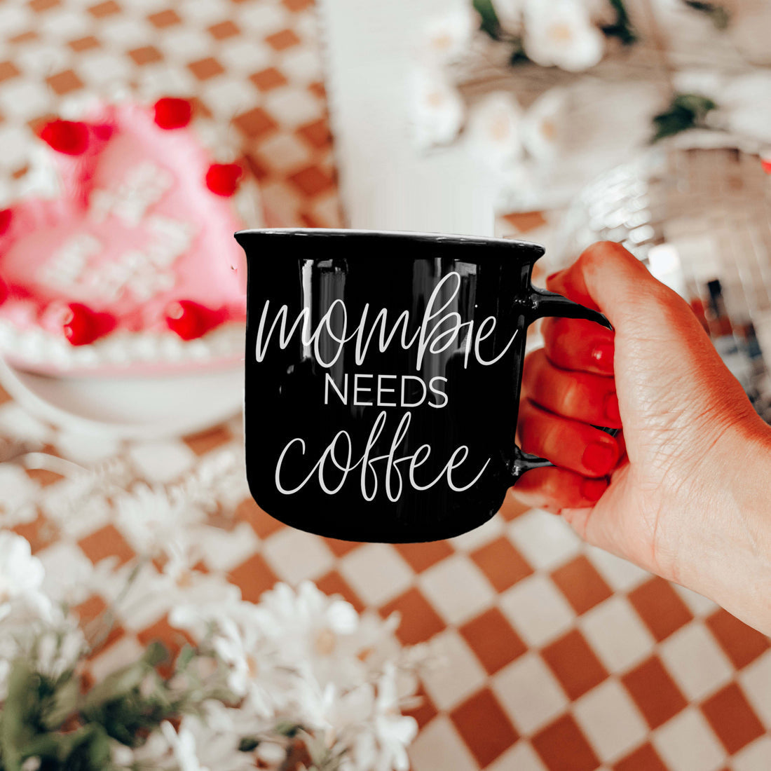 Mombie Mug 14.5Oz Black Ceramic Coffee Cup Funny Mom Survival Gift Motherhood Zombie Humor