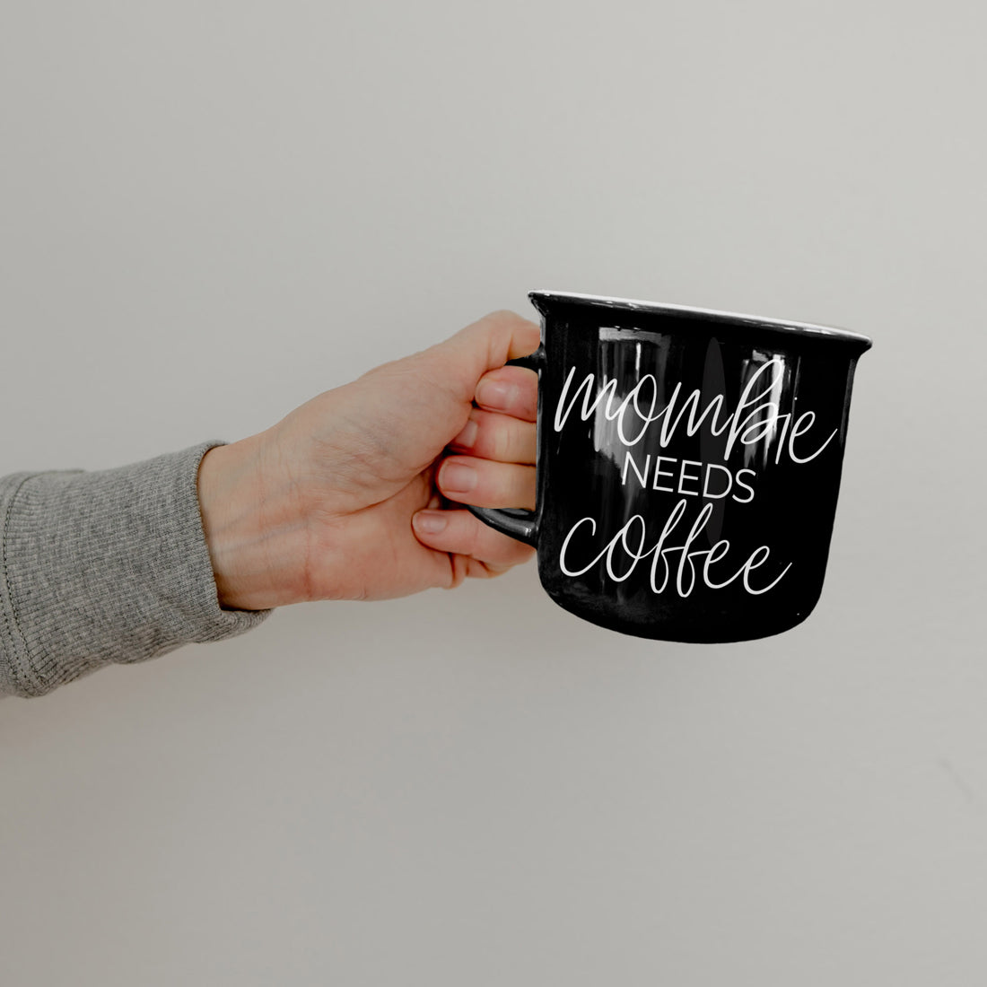 Mombie Mug 14.5Oz Black Ceramic Coffee Cup Funny Mom Survival Gift Motherhood Zombie Humor