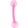 16G 5/16 Pink Glitter Burst Curved Eyebrow Ring